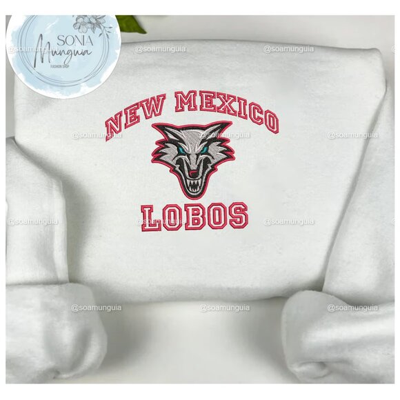 New Mexico Lobos NCAA Embroidered Shirt – College Football Crewneck Sweatshirt - Picture 1 of 2